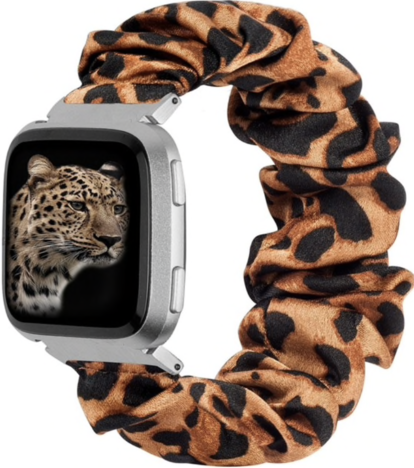 Fitbit Versa nylon scrunchie band - panter bruin