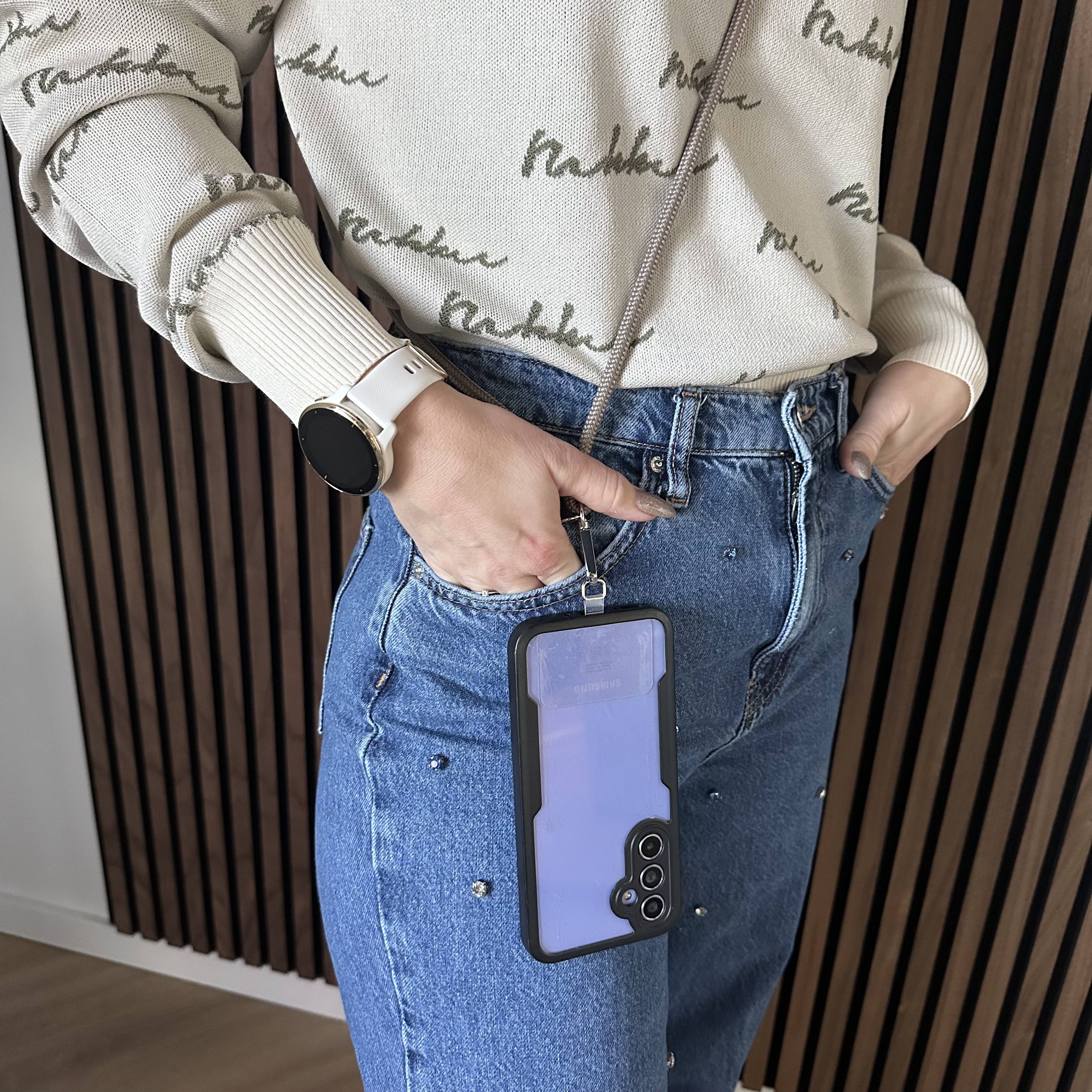 Telefoonkoord Longa - beige - zilver