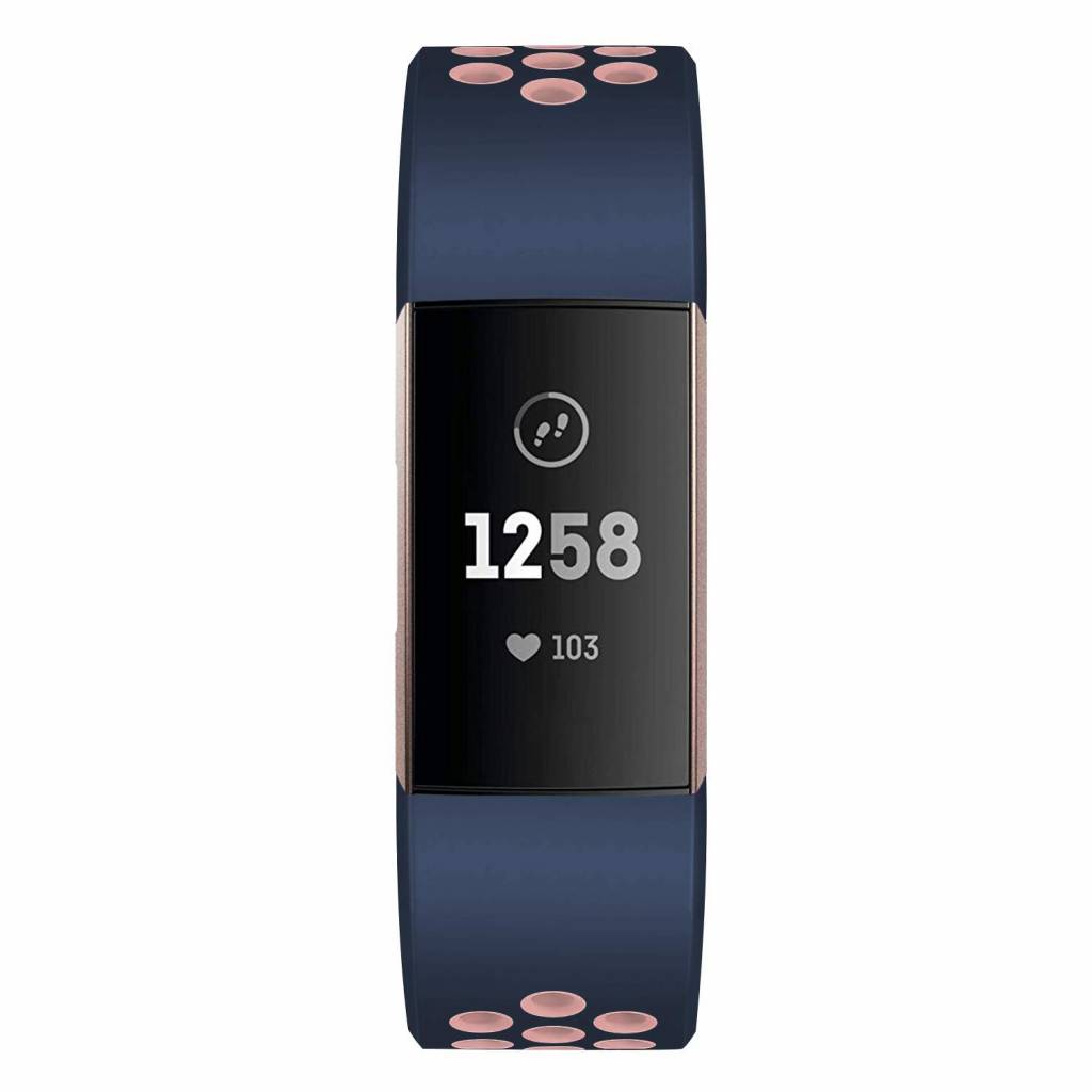 Fitbit Charge 3 & 4 dubbel sport band - donkerblauw roze