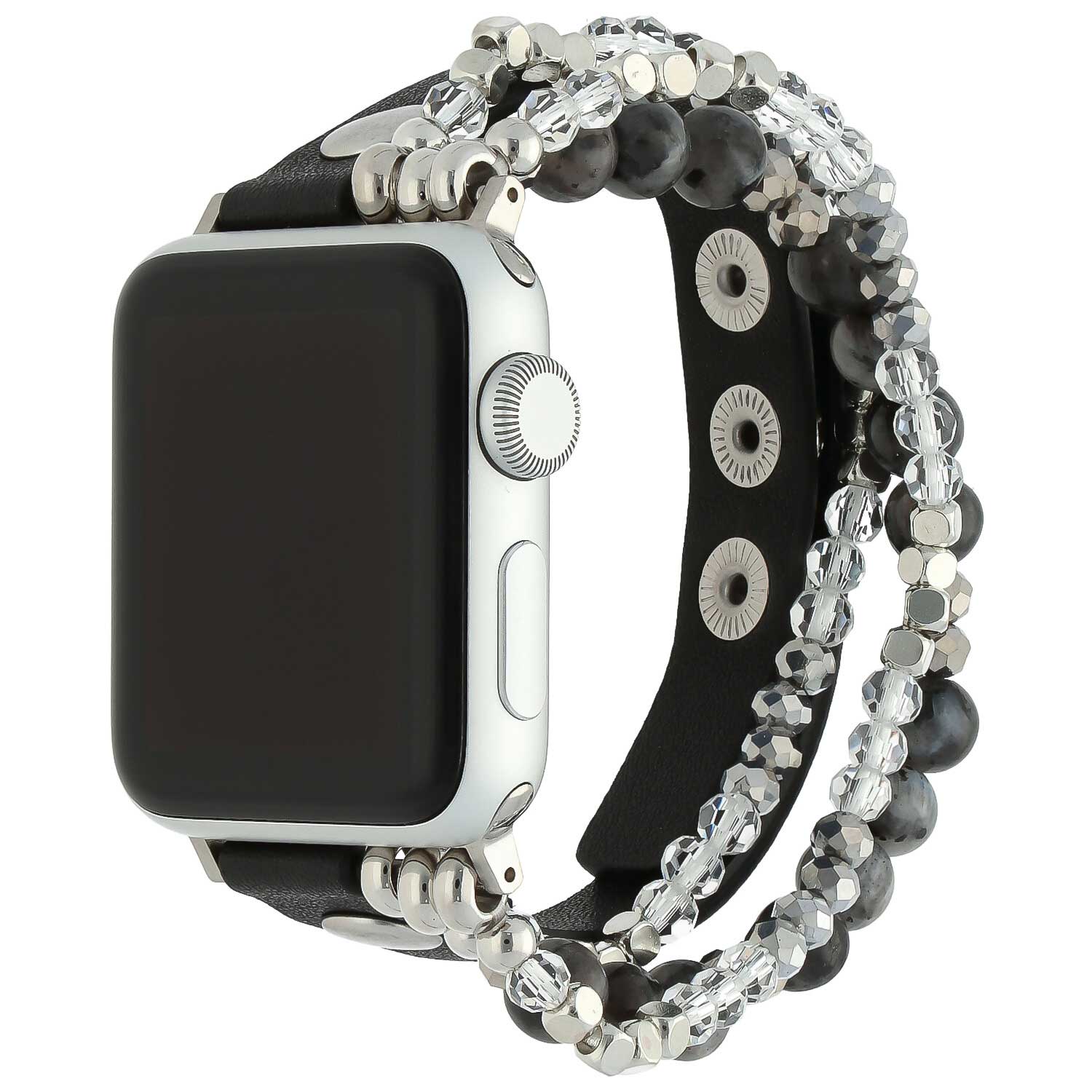 Apple-Watch-leren-sieraden-band-zwart-7440850153113-123watches-hoofdfoto