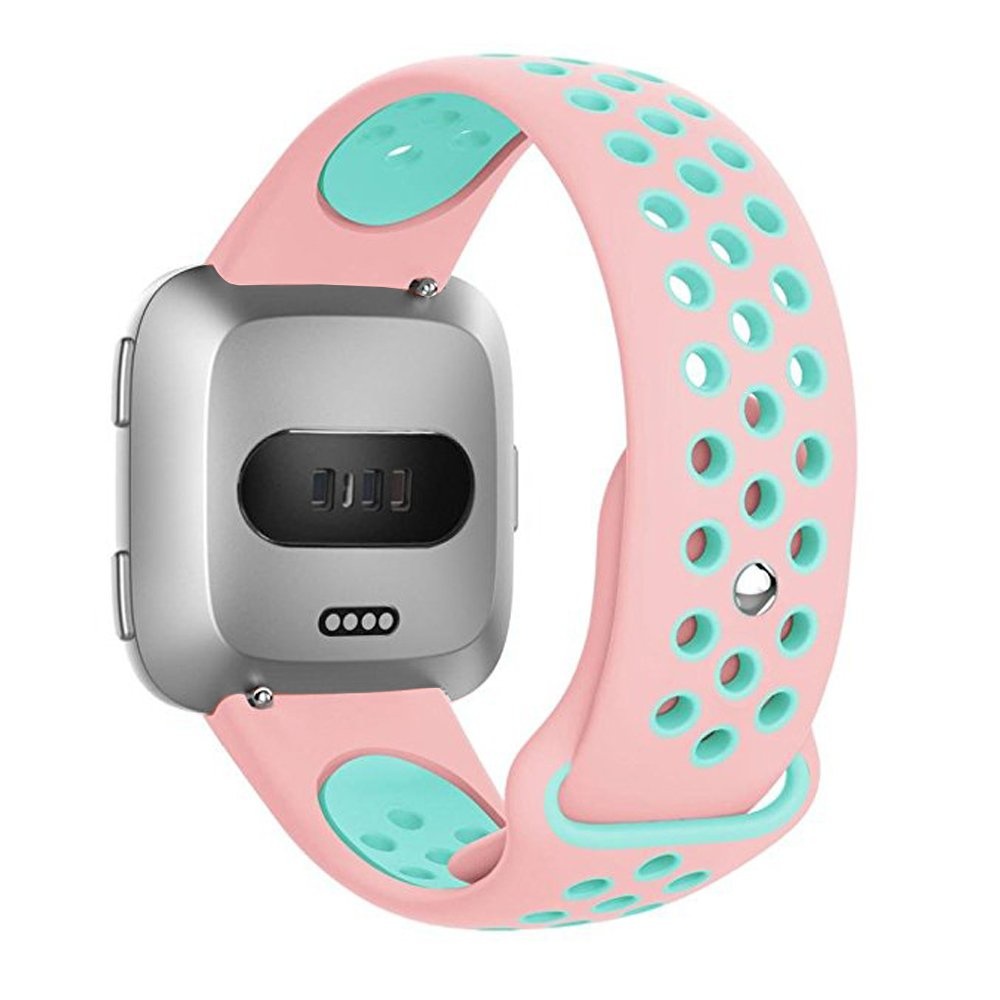 Fitbit Versa dubbel sport band - roze lichtblauw
