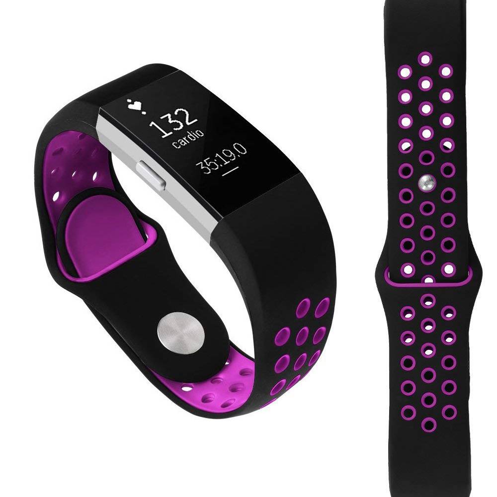 Fitbit Charge 2 dubbel sport band - zwart paars