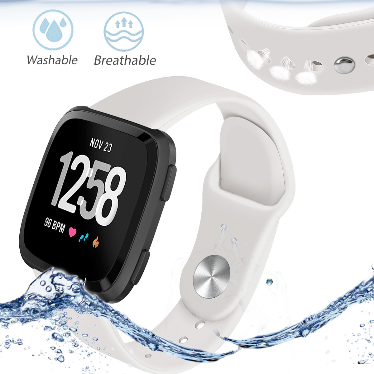 Fitbit Versa siliconen sport band - abrikoos