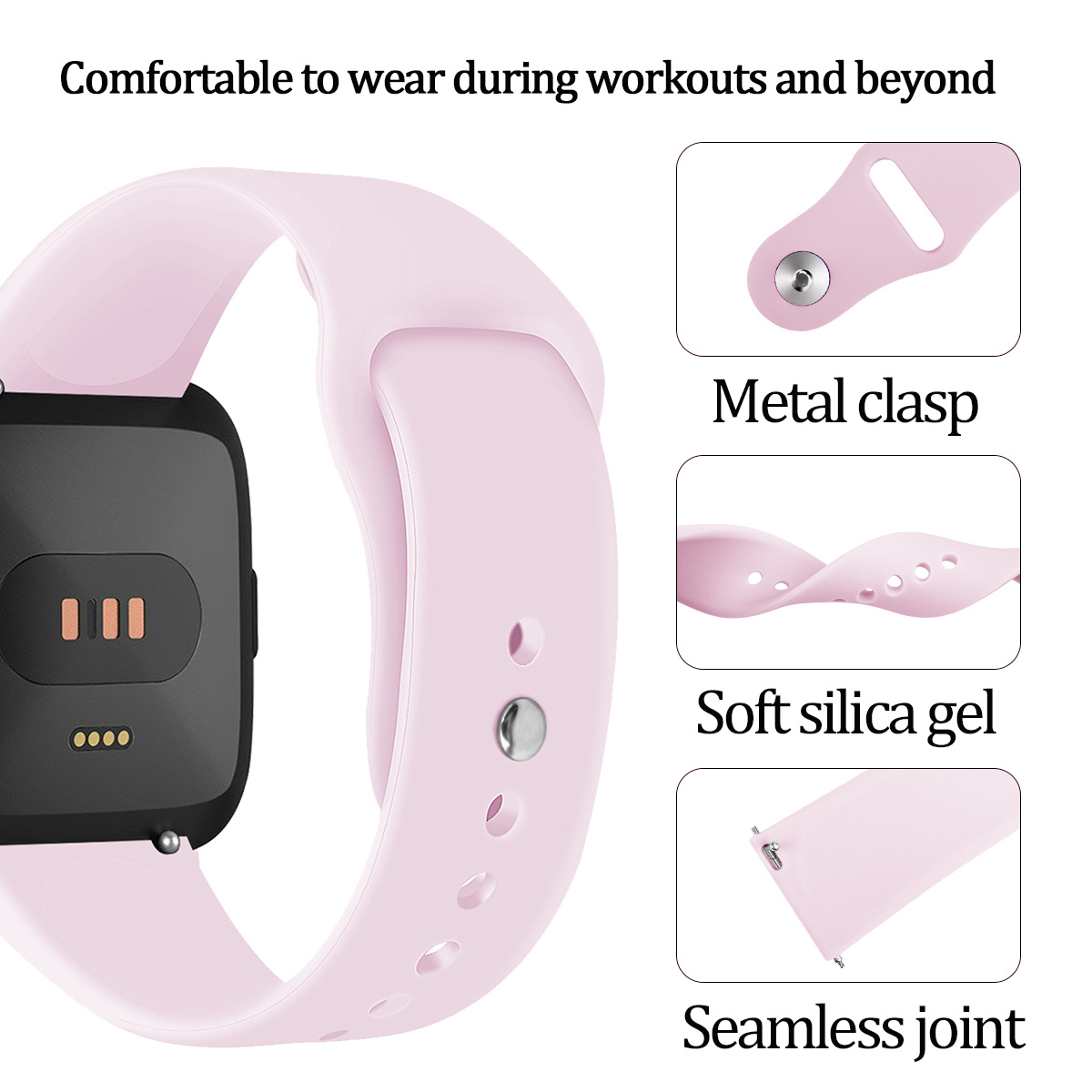 Fitbit Versa siliconen sport band - roze