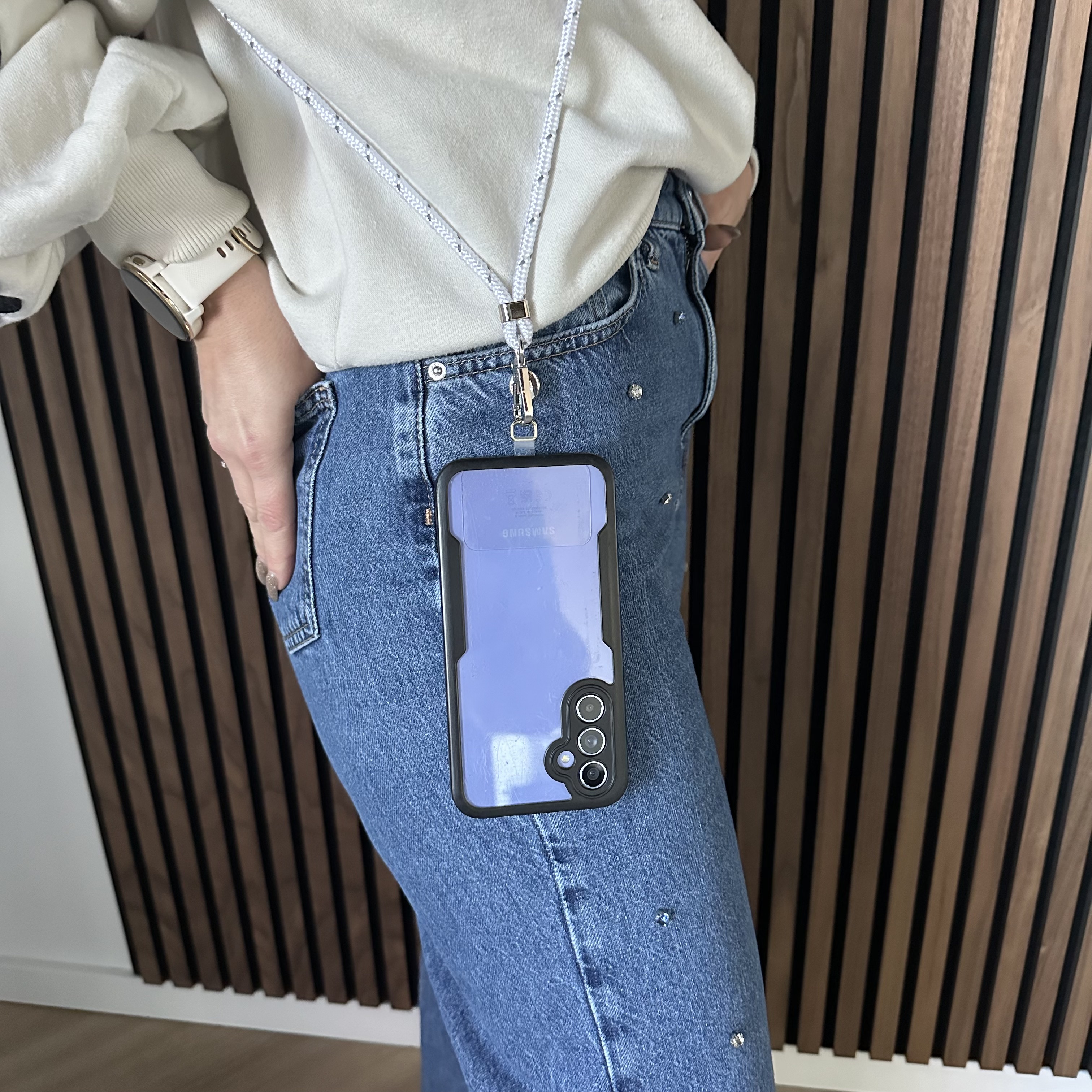 Telefoonkoord Longa - wit - goud