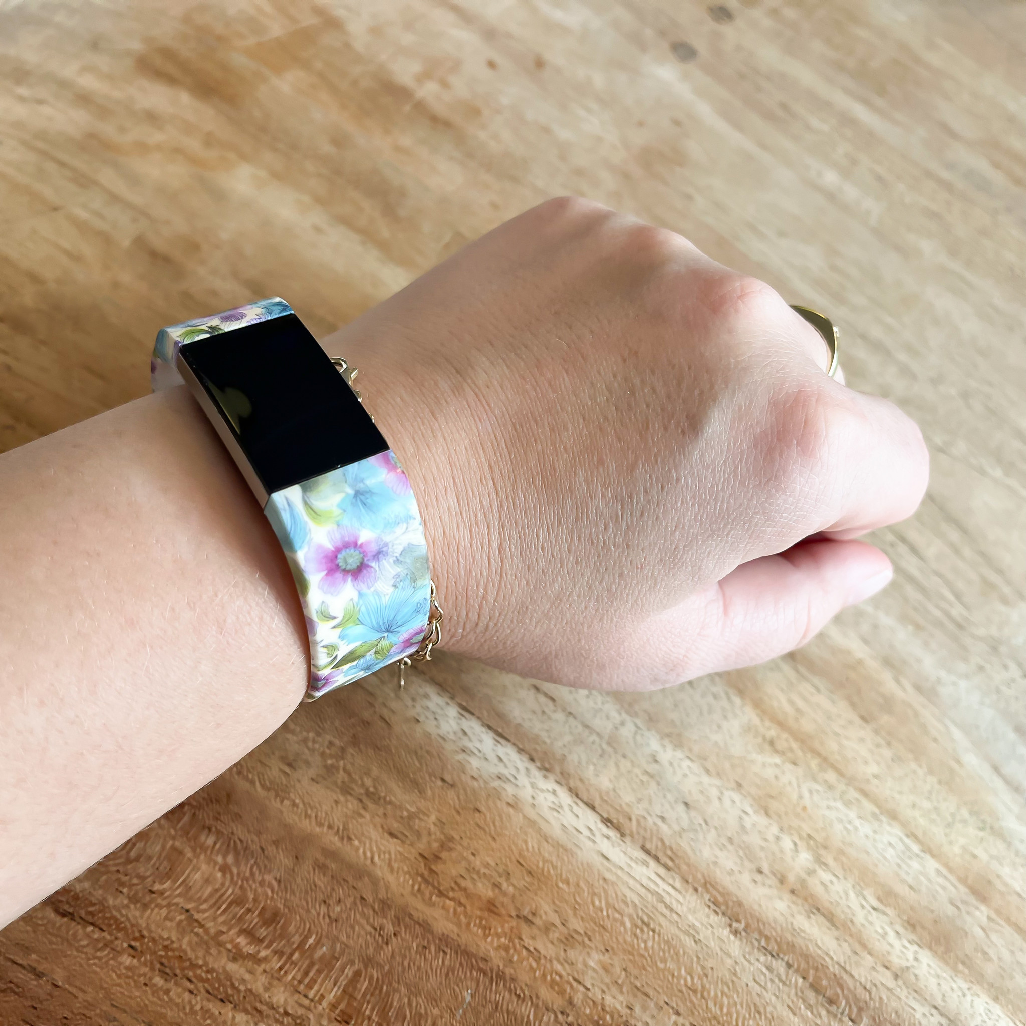 Fitbit Charge 2 print sport band - blauwe bloem