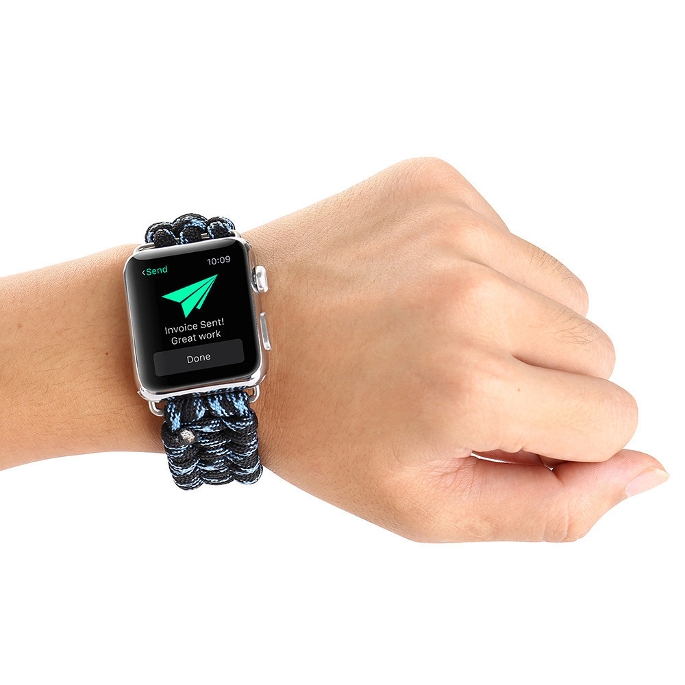 Apple Watch nylon rope band - camouflage blauw