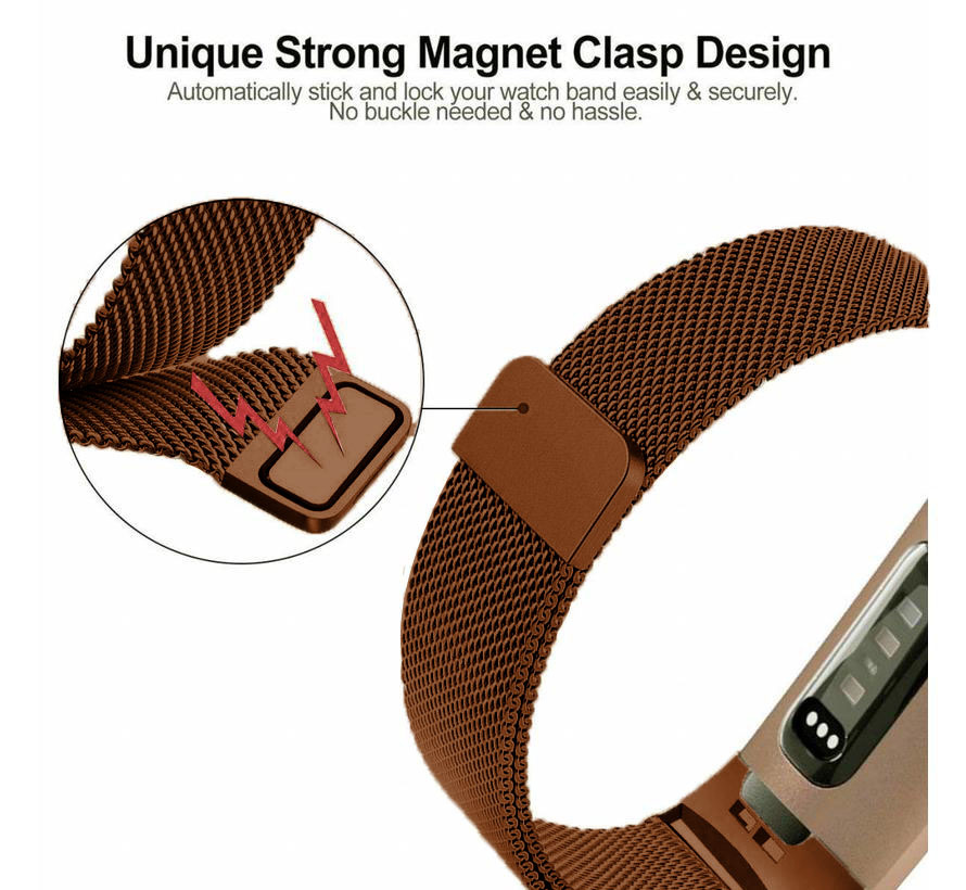 Fitbit Charge 3 & 4 milanese band - bruin