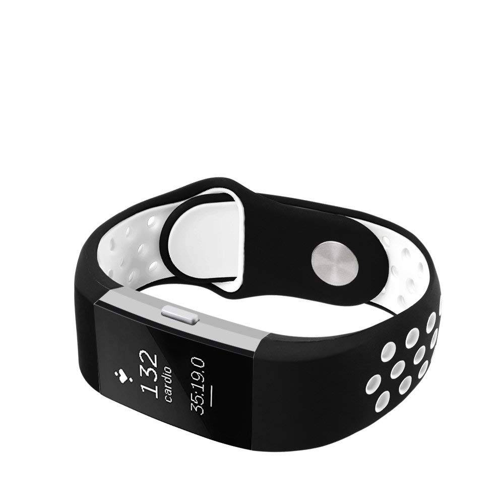 Fitbit Charge 2 dubbel sport band - zwart wit