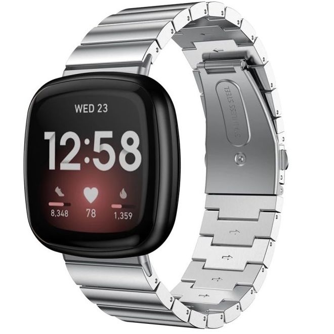 Fitbit Versa 3 / Sense stalen schakel band - zilver