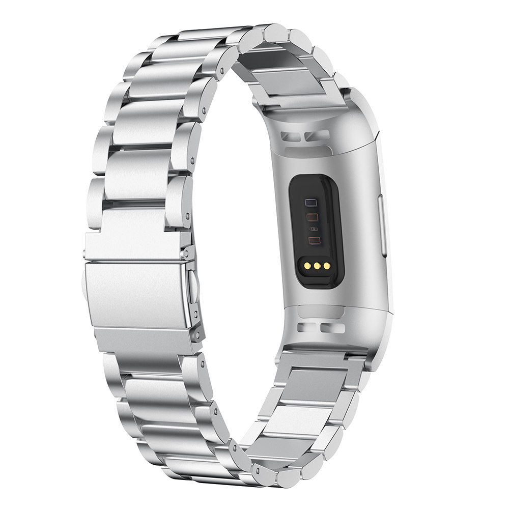 Fitbit Charge 3 & 4 kralen stalen schakel band - zilver