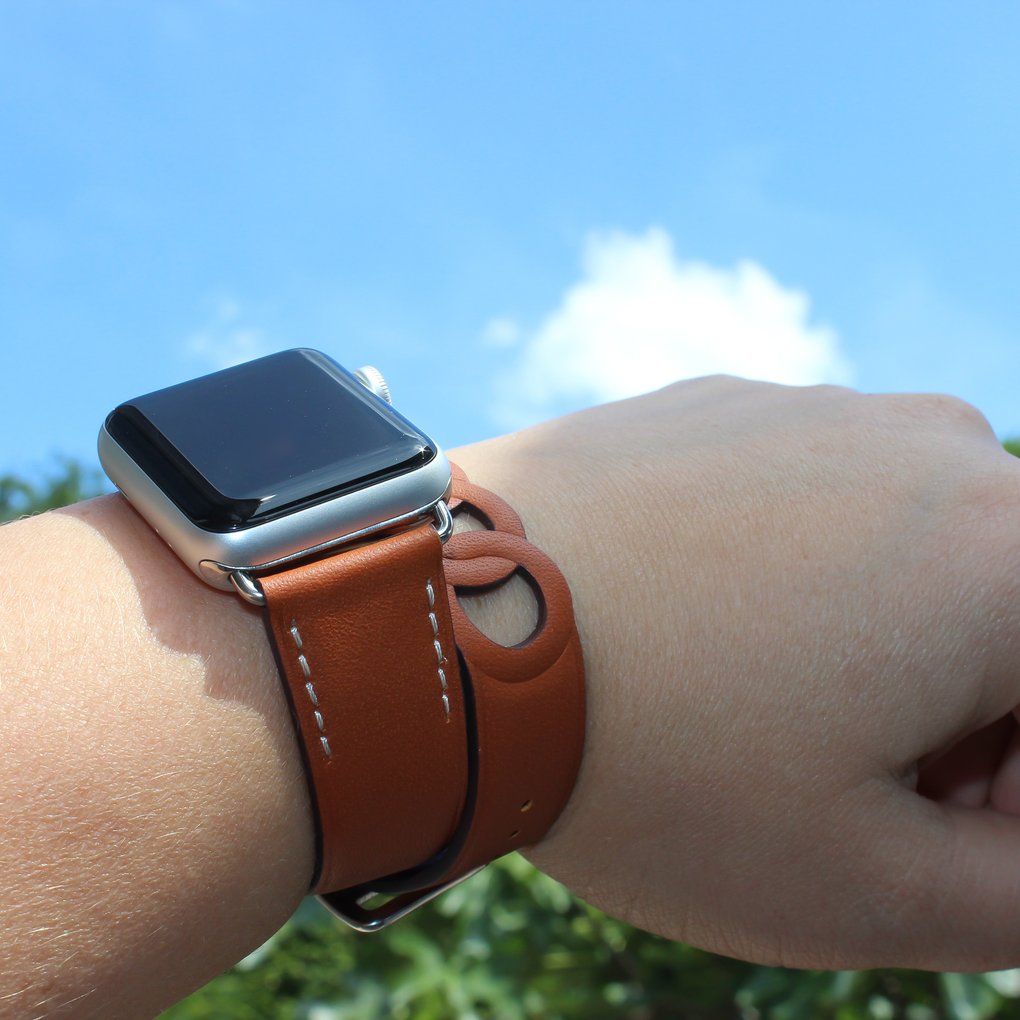 Apple Watch leren double tour band - bruin