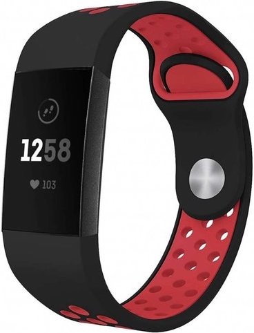 Fitbit Charge 3 & 4 dubbel sport band - zwart rood