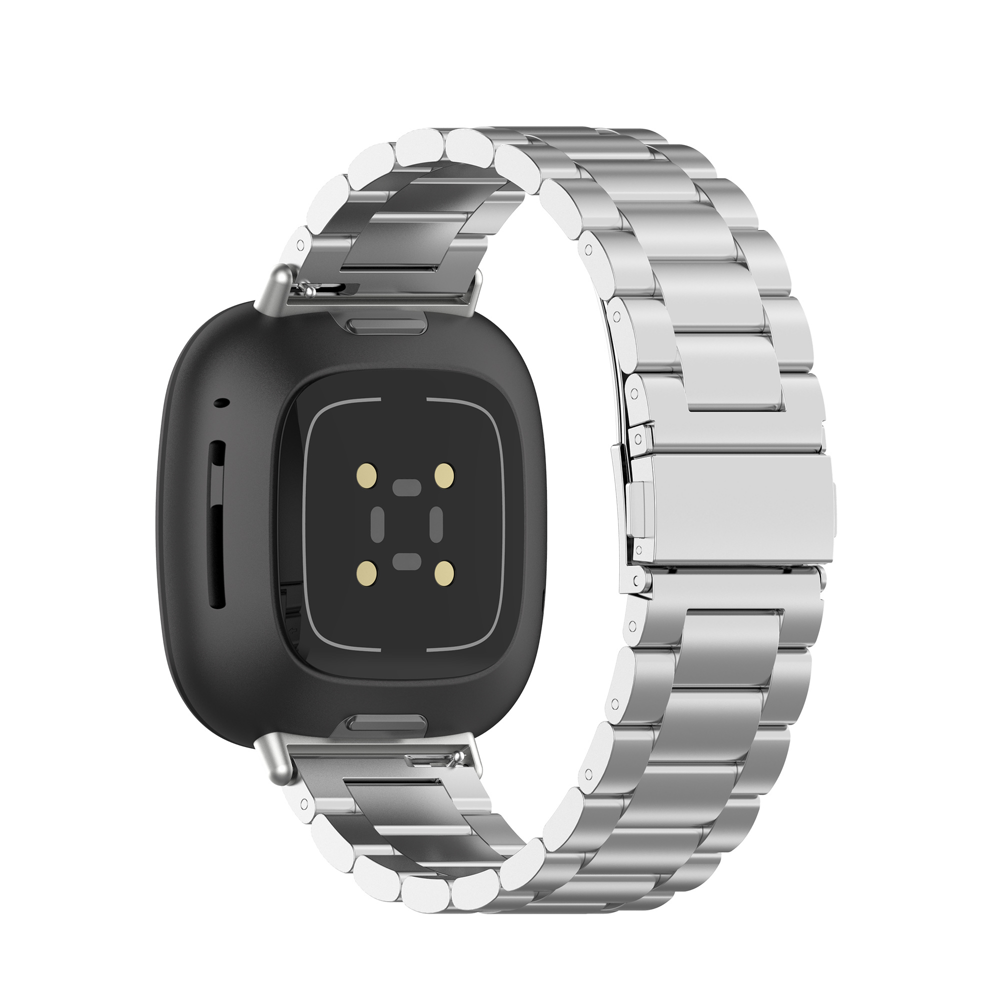 Fitbit Versa 3 / Sense kralen stalen schakel band - zilver