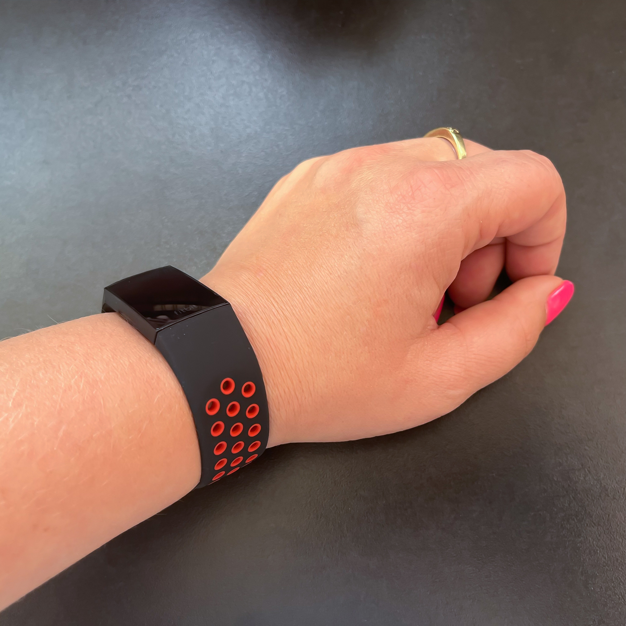 Fitbit Charge 3 & 4 dubbel sport band - zwart rood