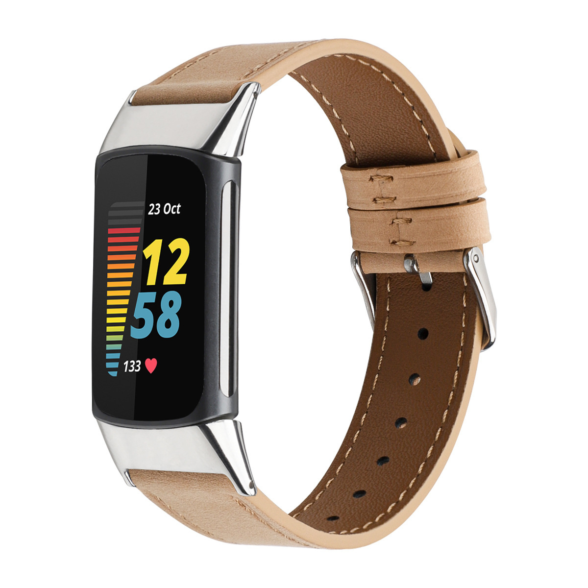 Fitbit Charge 5 leren band - camel