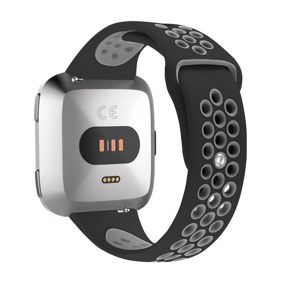 Fitbit Versa dubbel sport band - zwart grijs