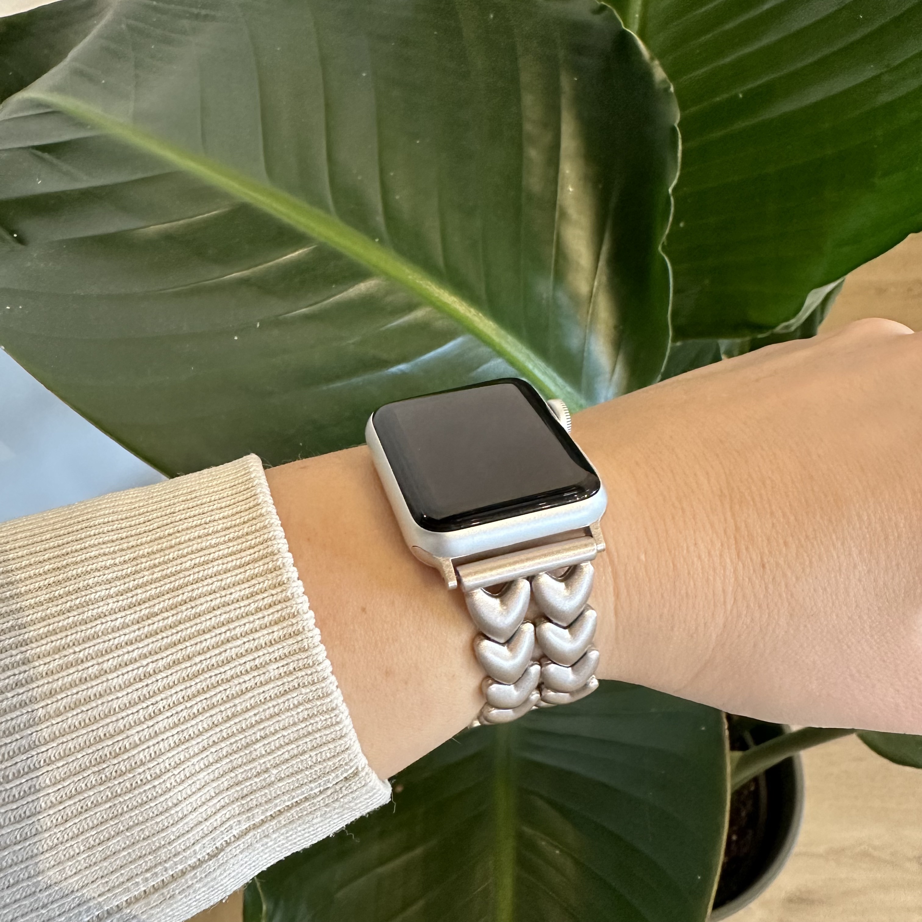 Apple Watch hart stalen schakel band - sterrenlicht