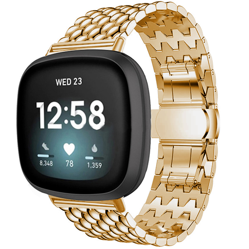 Fitbit Versa 3 Sense draak stalen schakel band rose goud