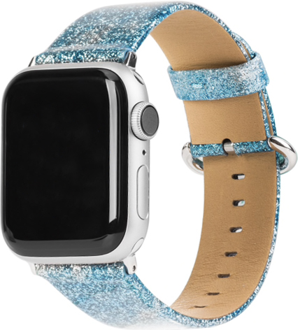 Apple Watch leren glitter band blauw 123watches