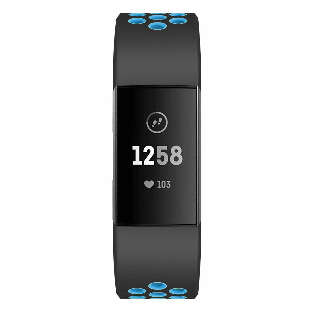 Fitbit Charge 3 & 4 dubbel sport band - zwart blauw