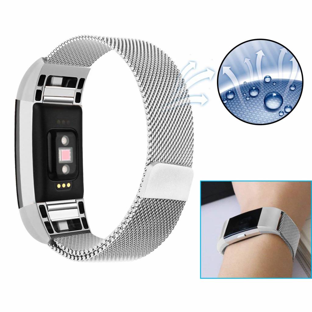 Fitbit Charge 2 milanese band - zilver
