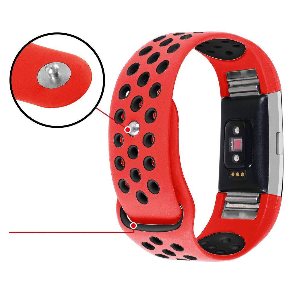 Fitbit Charge 2 dubbel sport band - rood zwart