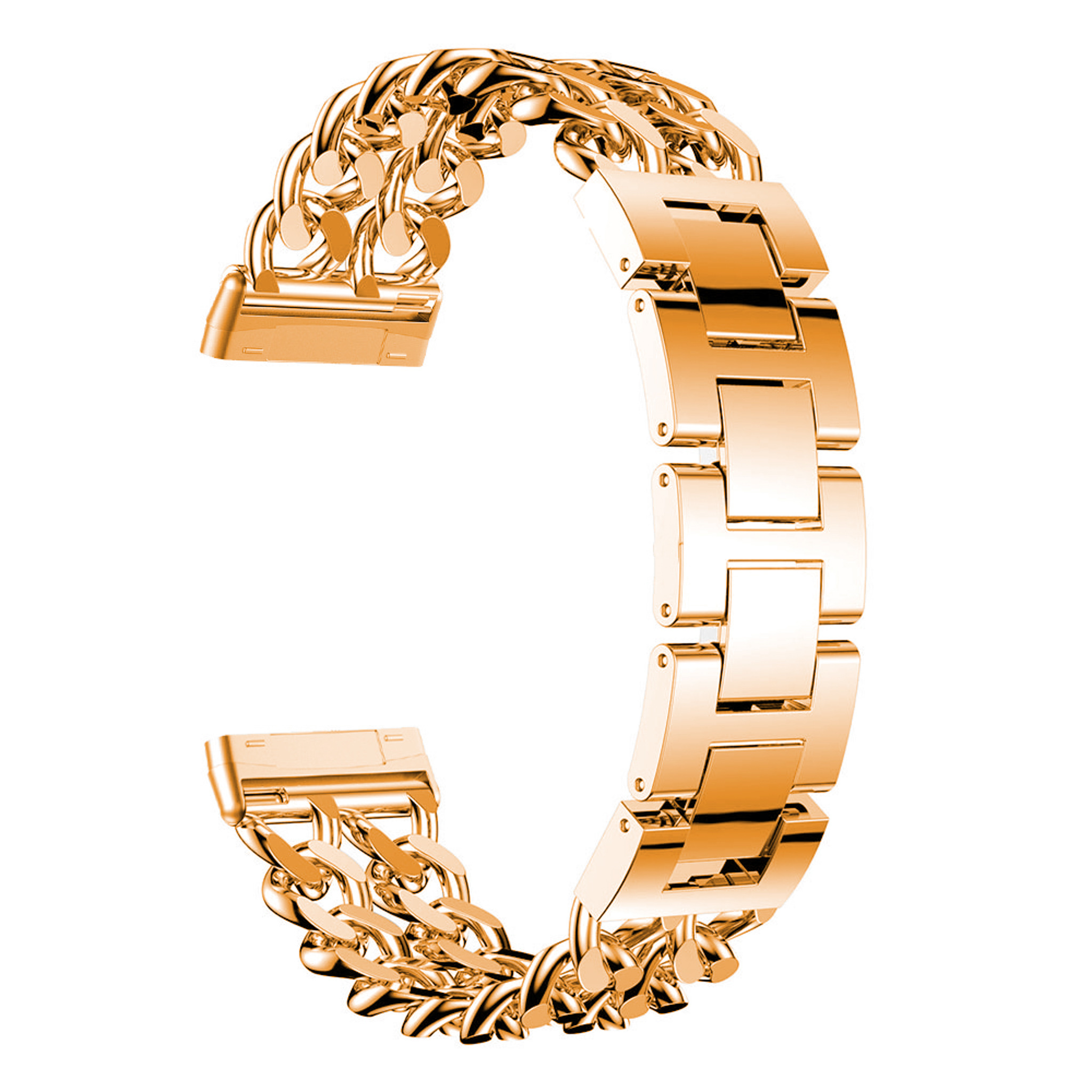 Fitbit Versa 3 / Sense cowboy stalen schakel band - rose goud