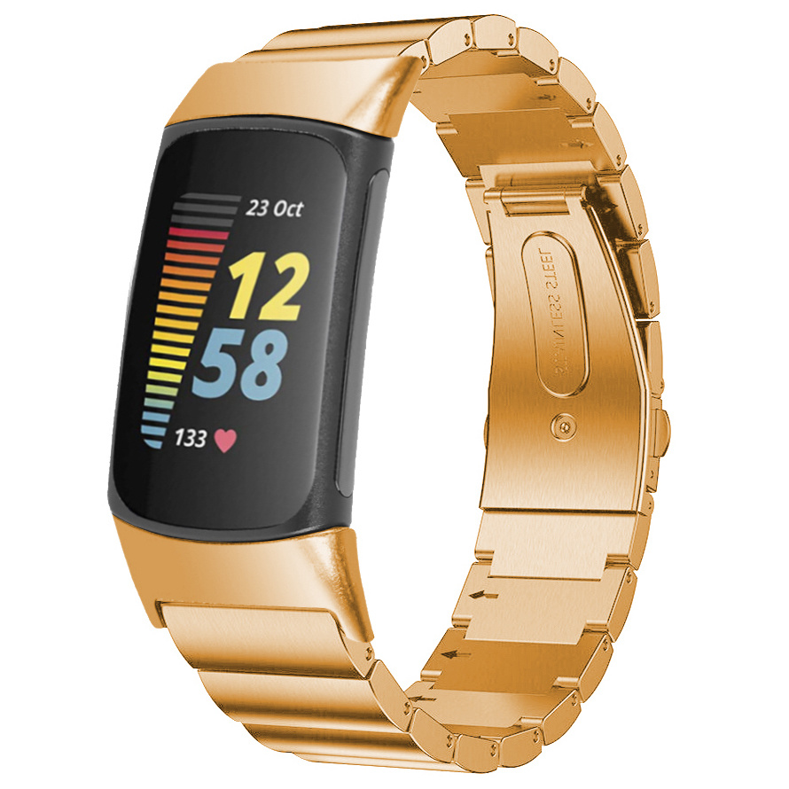 Fitbit Charge 5 stalen schakel band - rose goud