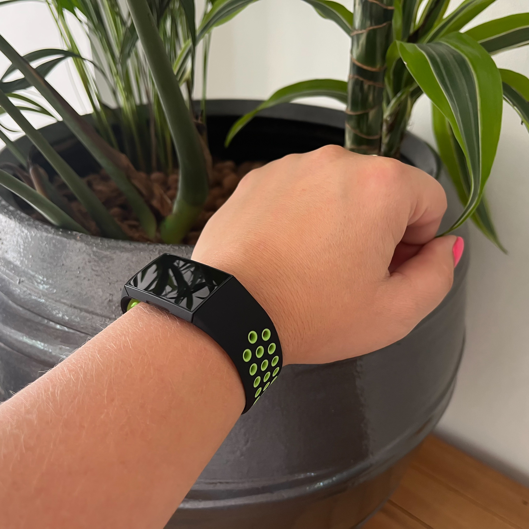 Fitbit Charge 3 & 4 dubbel sport band - zwart groen