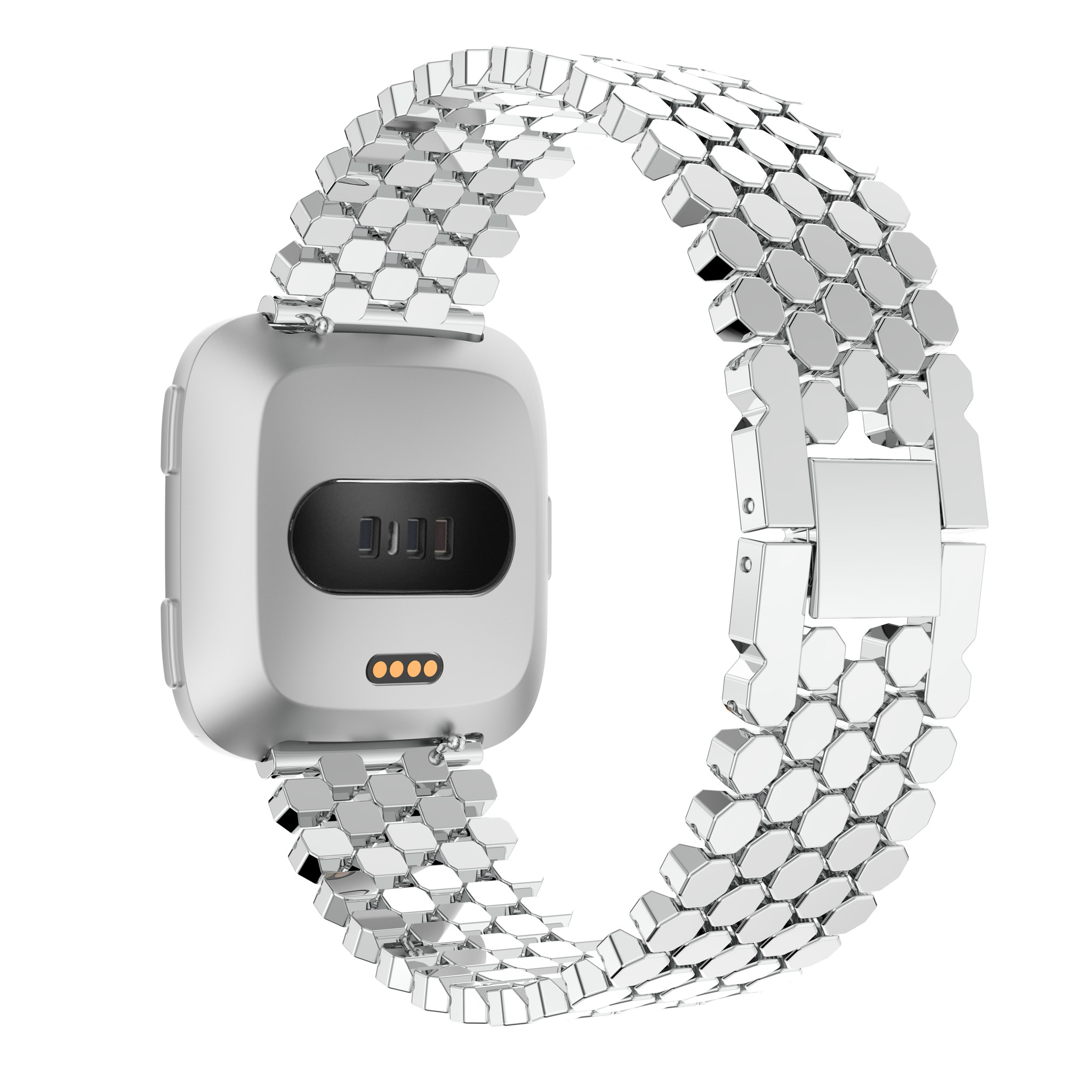 Fitbit Versa vis stalen schakel band - zilver