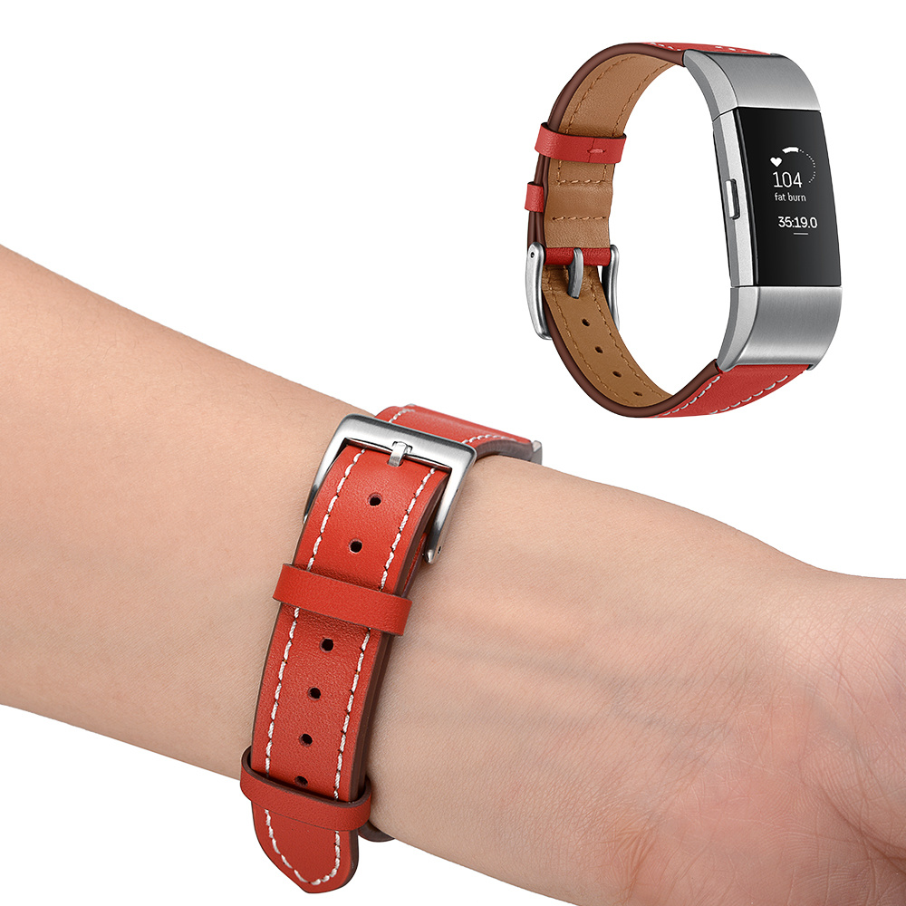 Fitbit Charge 2 premium leren band - rood