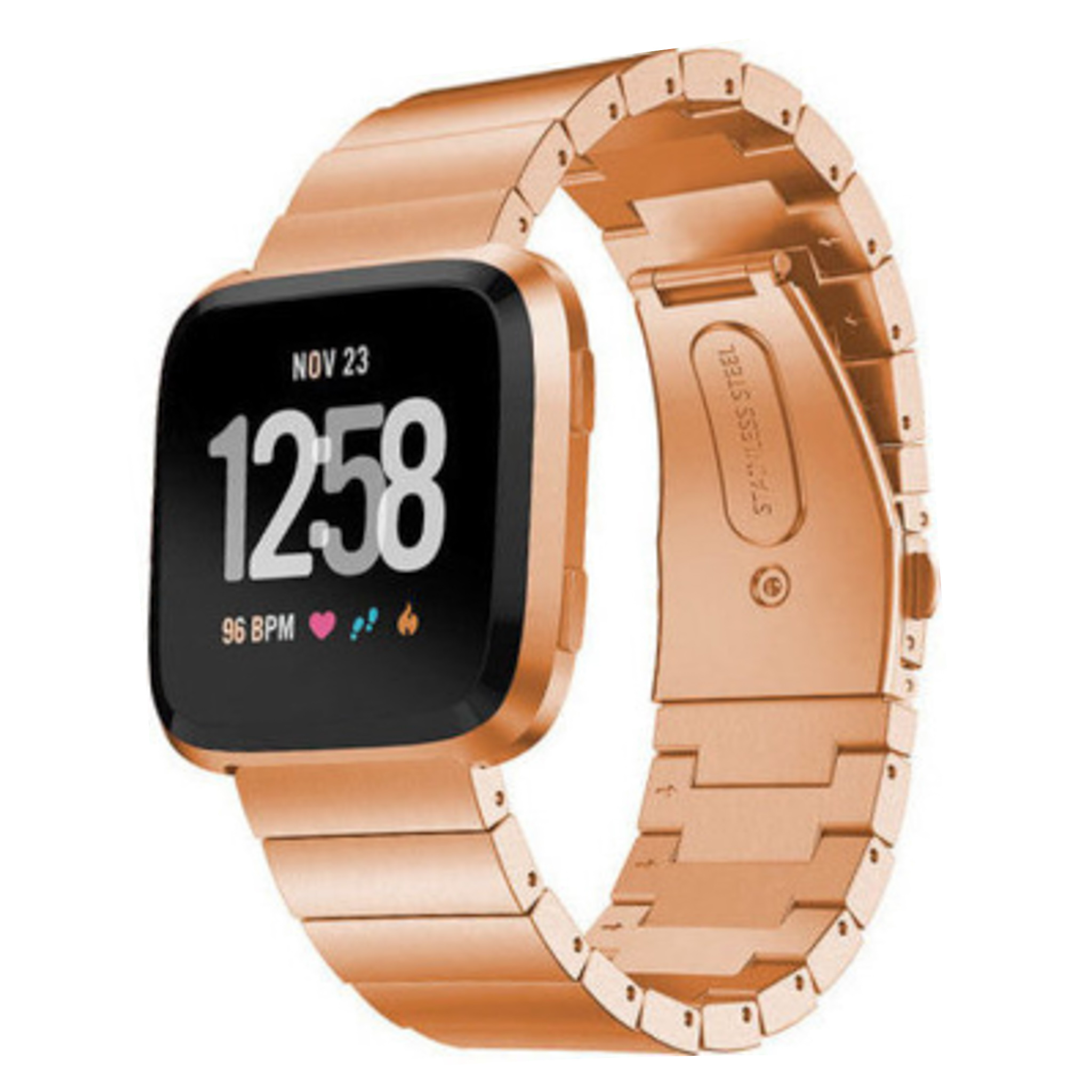 Fitbit Versa stalen schakel band - rose goud