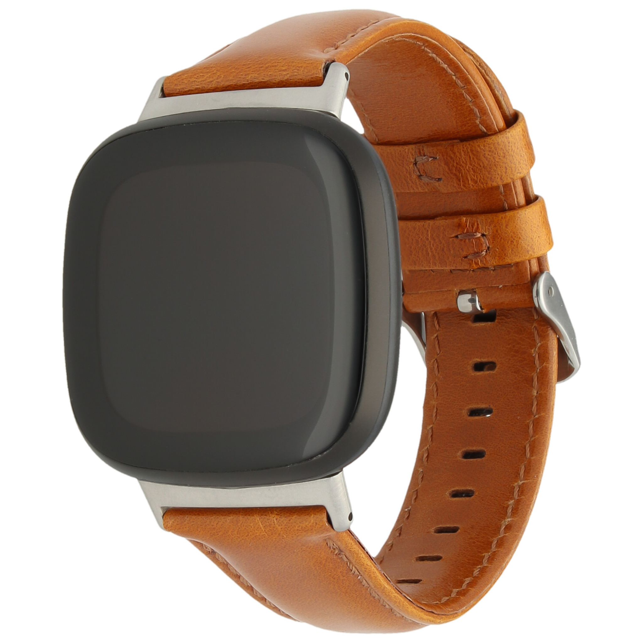 Fitbit Versa 3 / Sense genuine leren band - lichtbruin