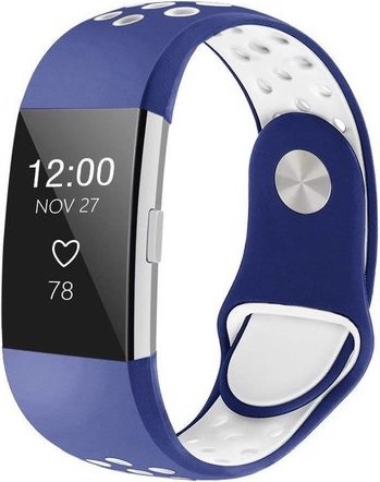 Fitbit Charge 2 dubbel sport band - donkerblauw wit