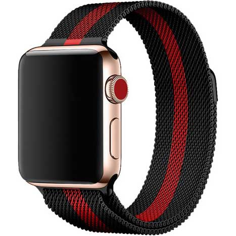 Apple-Watch-milanese-band-zwart-rood-gestreept-7435110172102-123watches-hoofdfoto