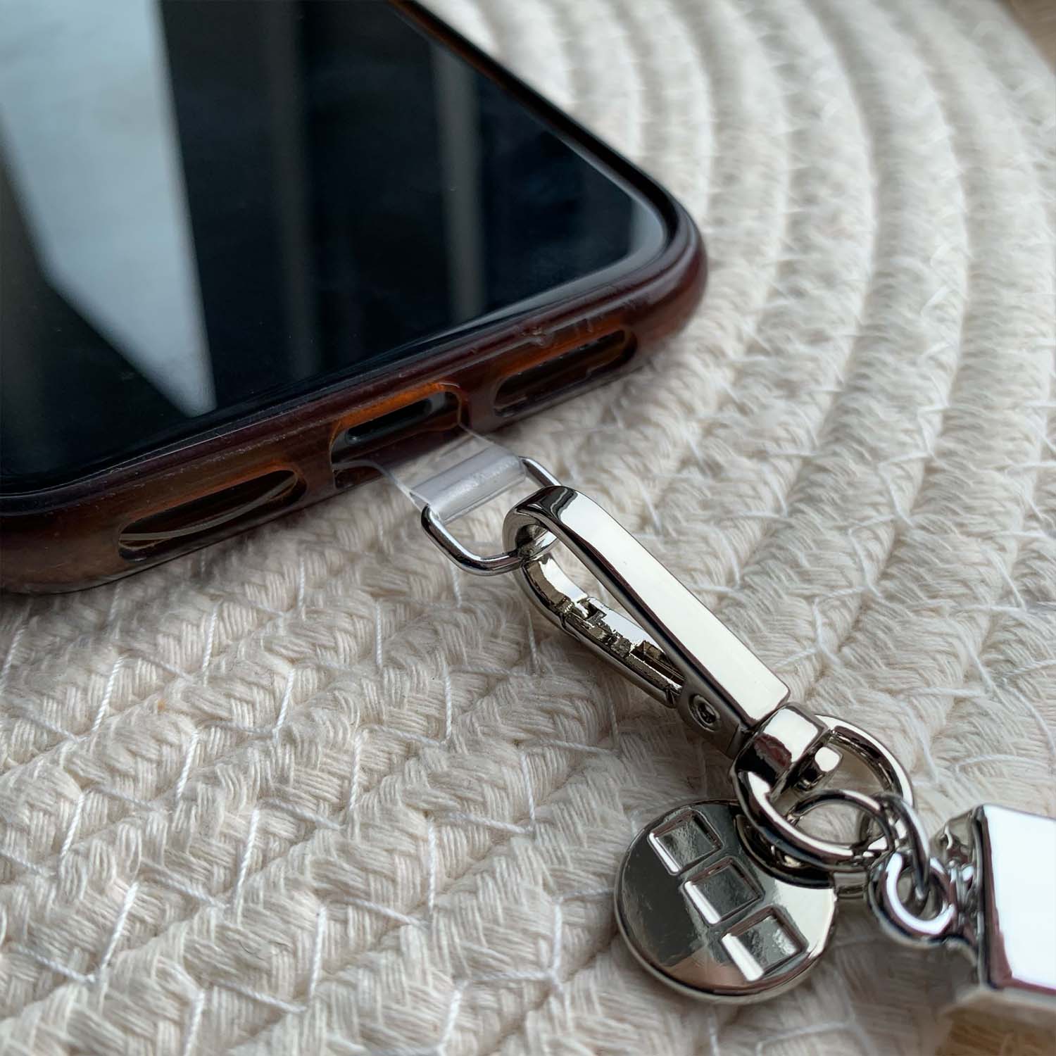 Telefoonkoord Diamond – roze – zilver