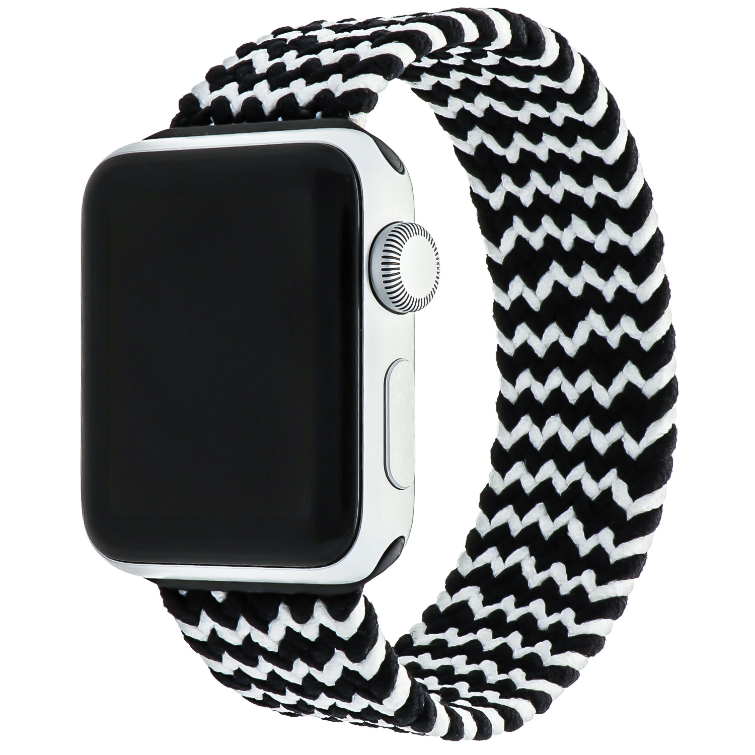 Apple Watch Nylon Gevlochten Solo Band - Wit Zwart Mix