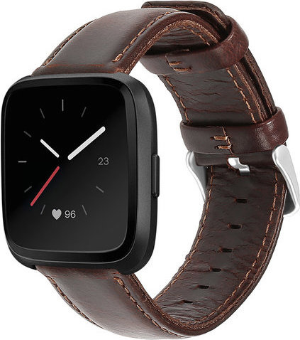 Fitbit Versa genuine leren band - donkerbruin