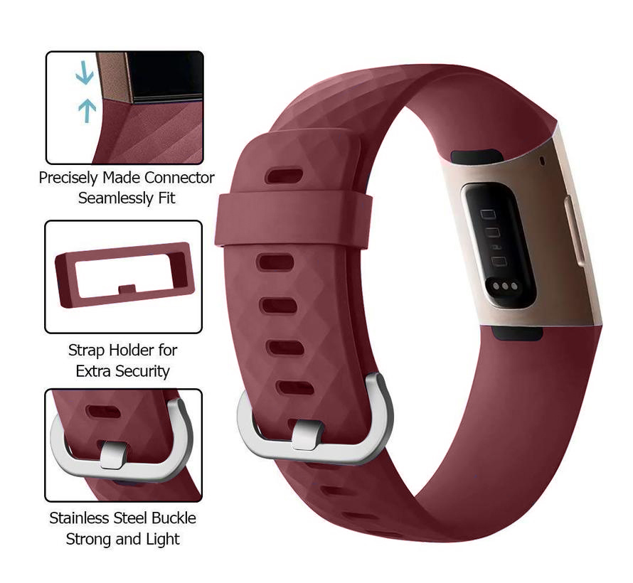 Fitbit Charge 3 & 4 sport wafel band - wijn rood