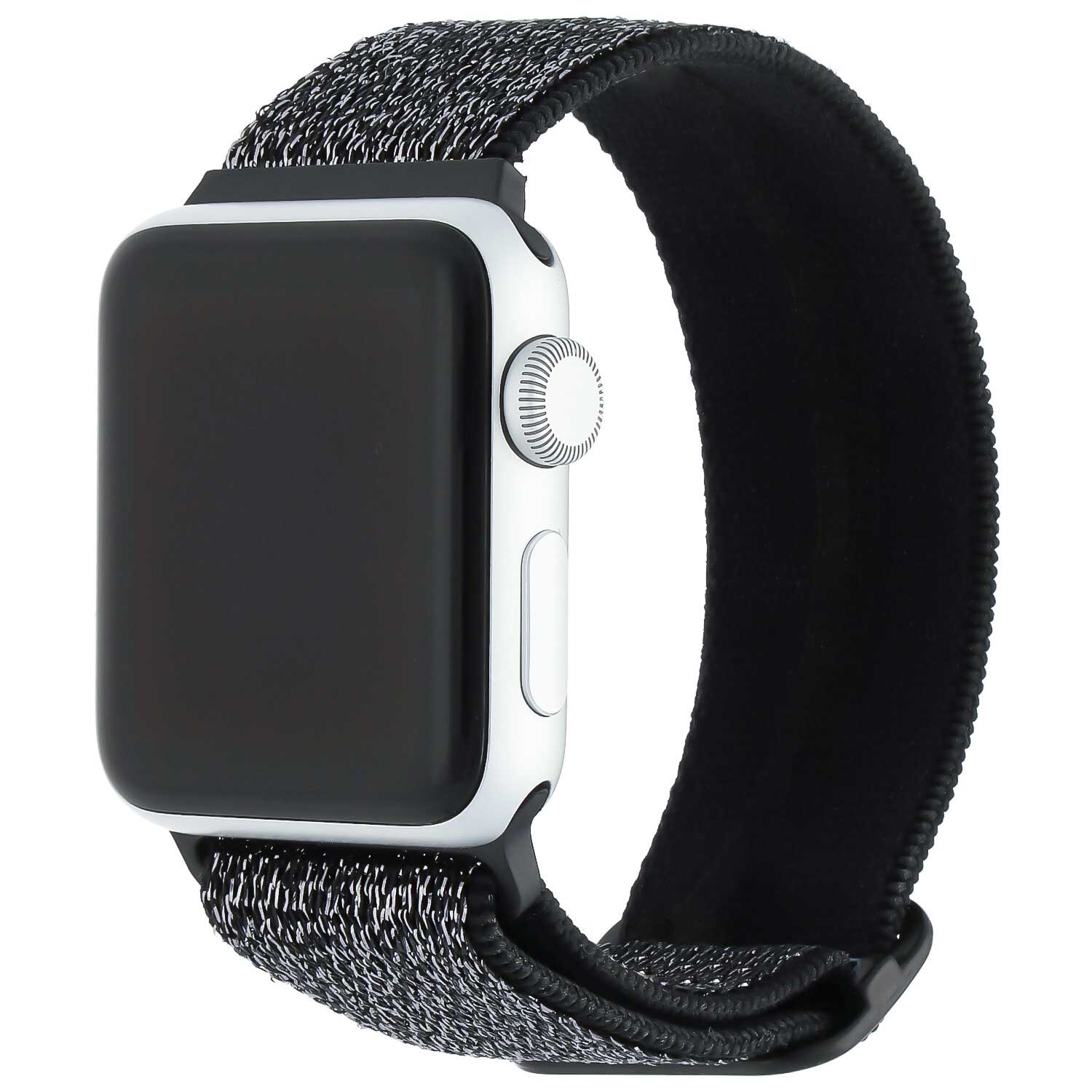 Apple-Watch-nylon-geweven-solo-band-glitter-zwart-7440850094003-123watches-hoofdfoto