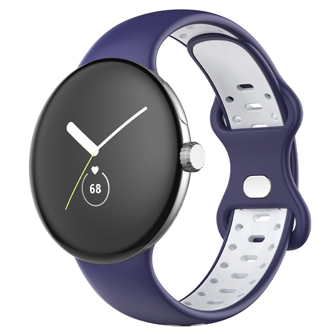 Google Pixel Watch dubbel sport band - blauw wit