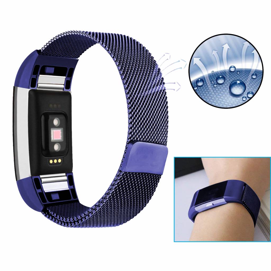 Fitbit Charge 2 milanese band - blauw