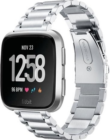 Fitbit Versa kralen stalen schakel band - zilver