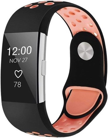 Fitbit Charge 2 dubbel sport band - zwart roze