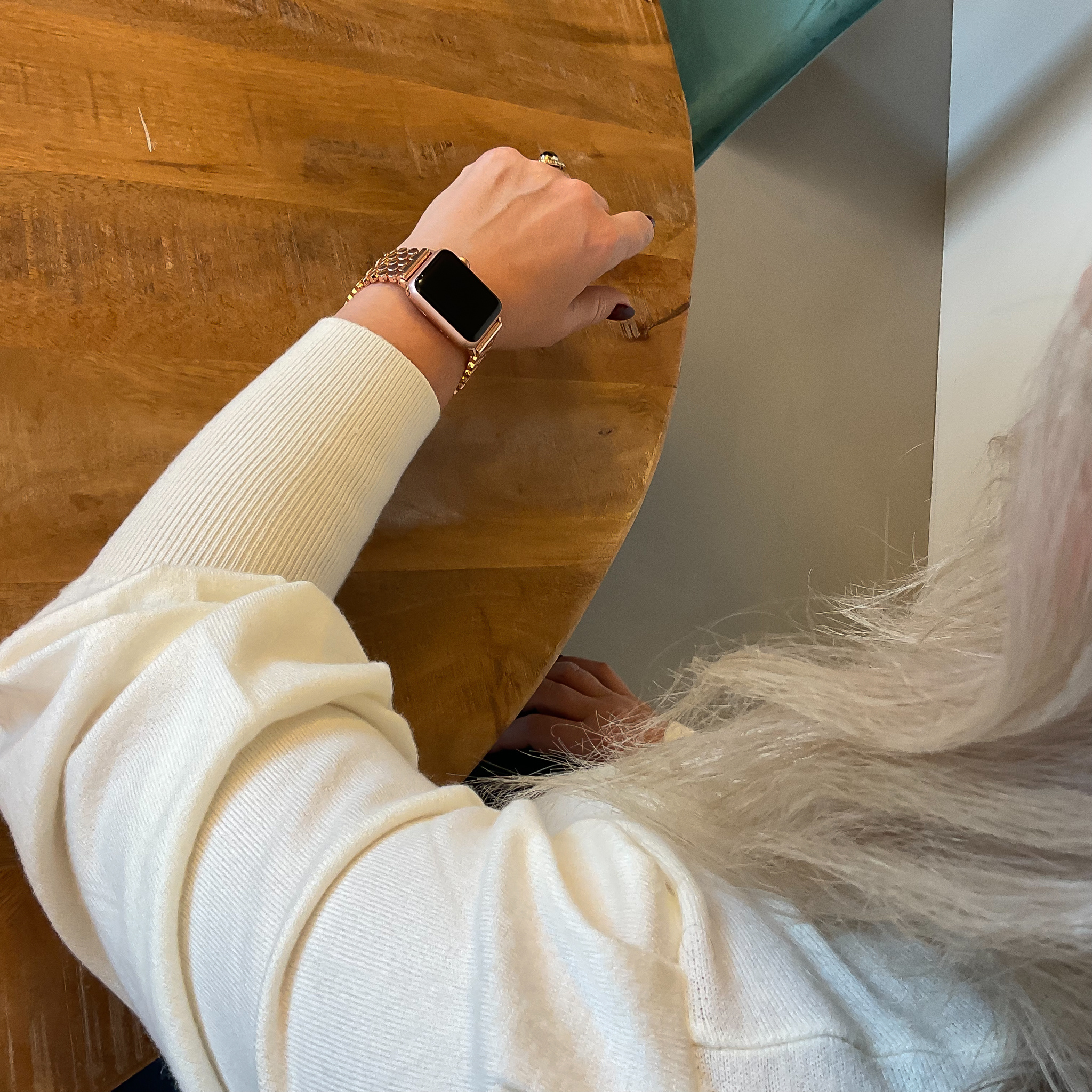 Apple Watch vis stalen schakel band - rose goud