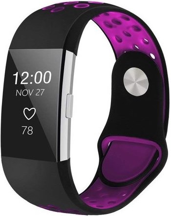 Fitbit Charge 2 dubbel sport band - zwart paars