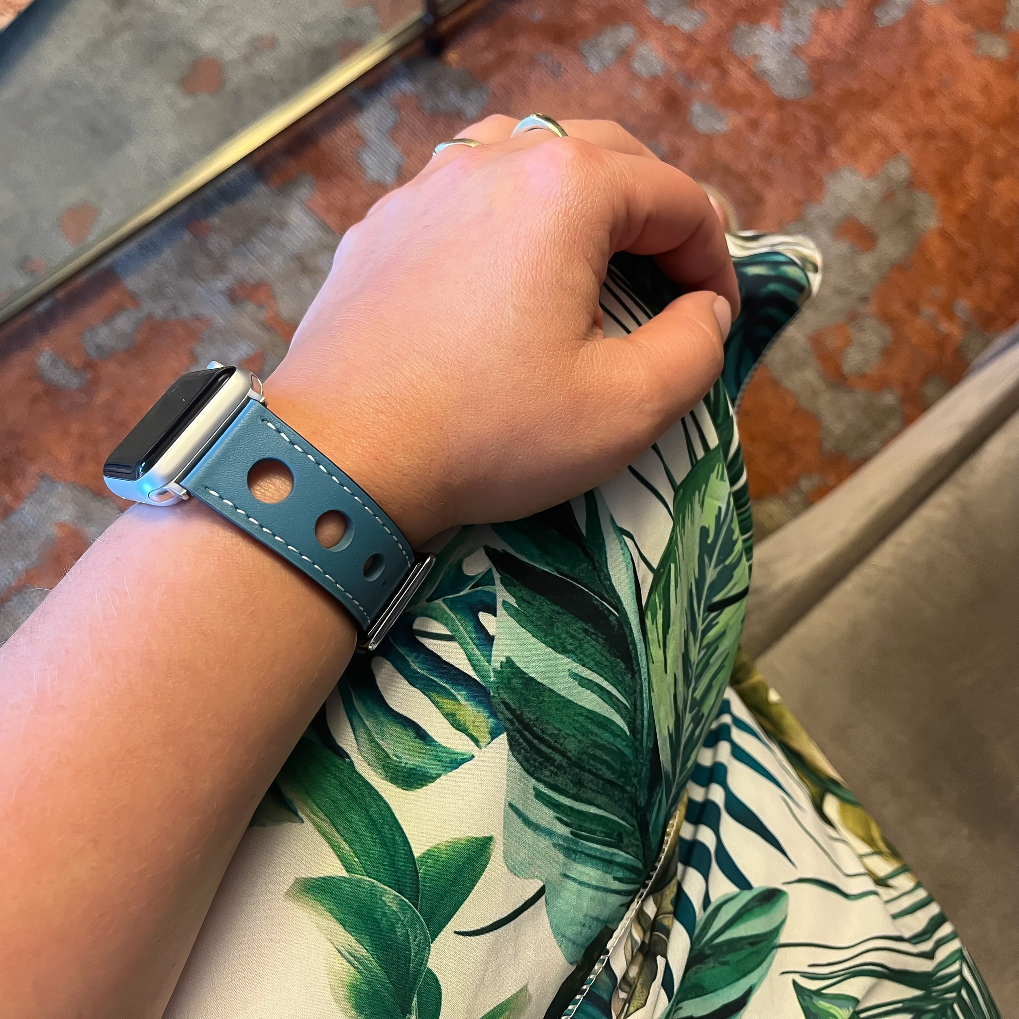 Apple Watch leren hermes band - lichtblauw