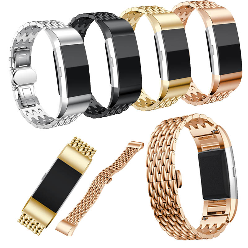 Fitbit Charge 3 & 4 draak stalen schakel band - zilver