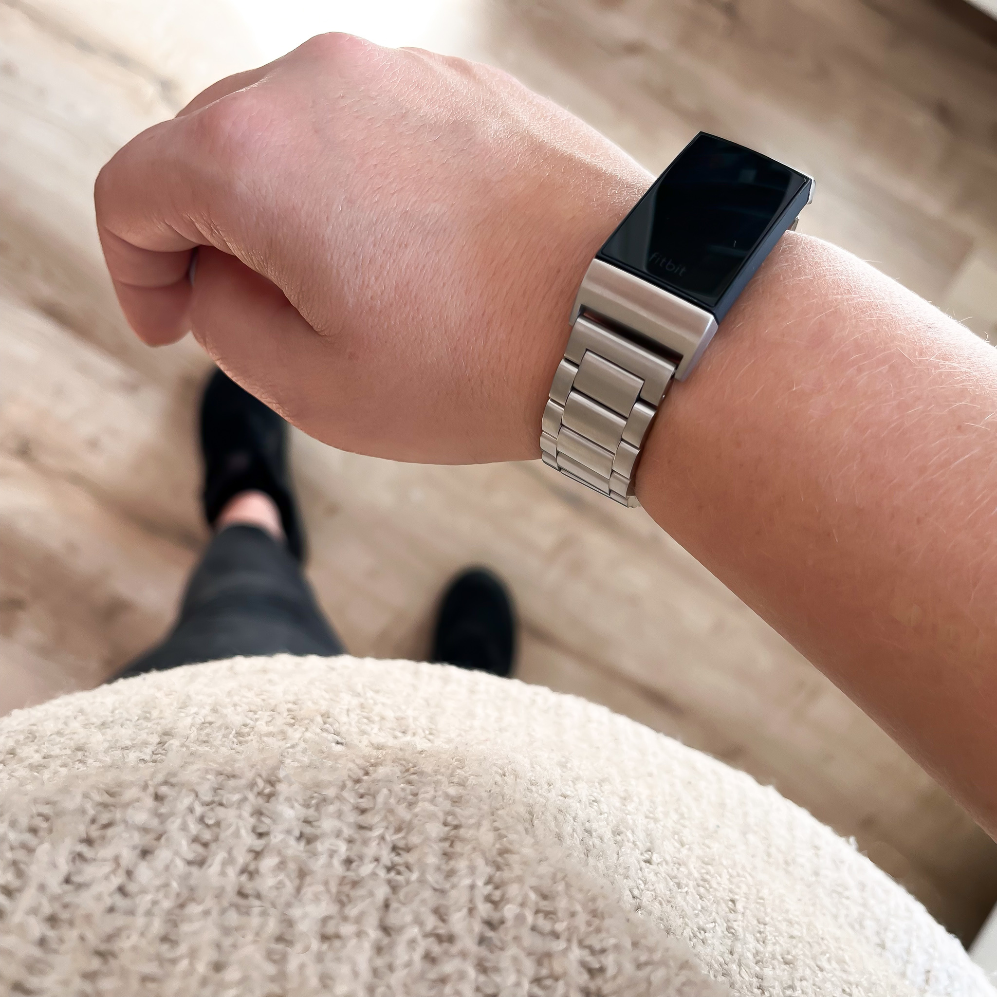 Fitbit Charge 3 & 4 kralen stalen schakel band - zilver